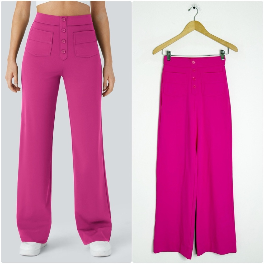 HALARA High-Rise Wide Leg Pants in Fuchsia